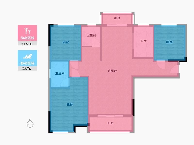 湖北省-武汉市-汉水新城中法印象-93.20-户型库-动静分区