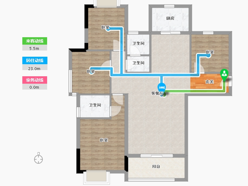 湖南省-岳阳市-东风湖景苑-104.26-户型库-动静线