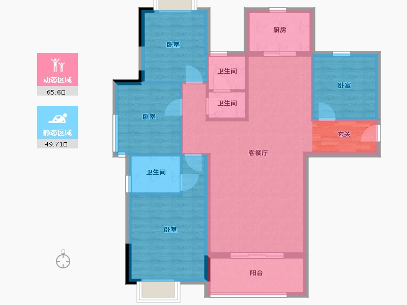 湖南省-岳阳市-东风湖景苑-104.26-户型库-动静分区