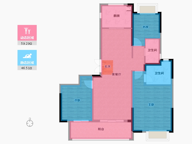 江苏省-常州市-牡丹学府-94.75-户型库-动静分区