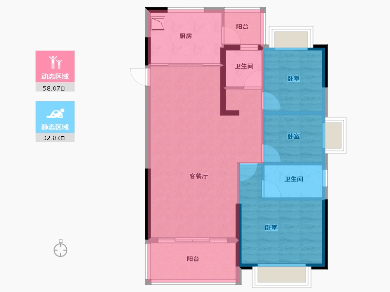 广东省-江门市-江门恒大悦珑湾-81.87-户型库-动静分区