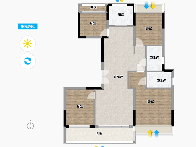 浙江省-温州市-华鸿大发瑞祥壹号-106.01-户型库-采光通风