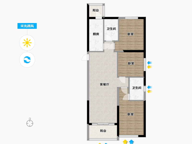 河南省-许昌市-恒大悦龙台-95.92-户型库-采光通风