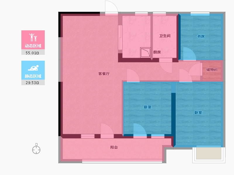 湖北省-武汉市-融创融公馆-74.75-户型库-动静分区