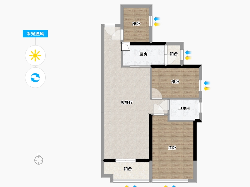 广东省-惠州市-惠阳恒大棕榈岛-78.00-户型库-采光通风