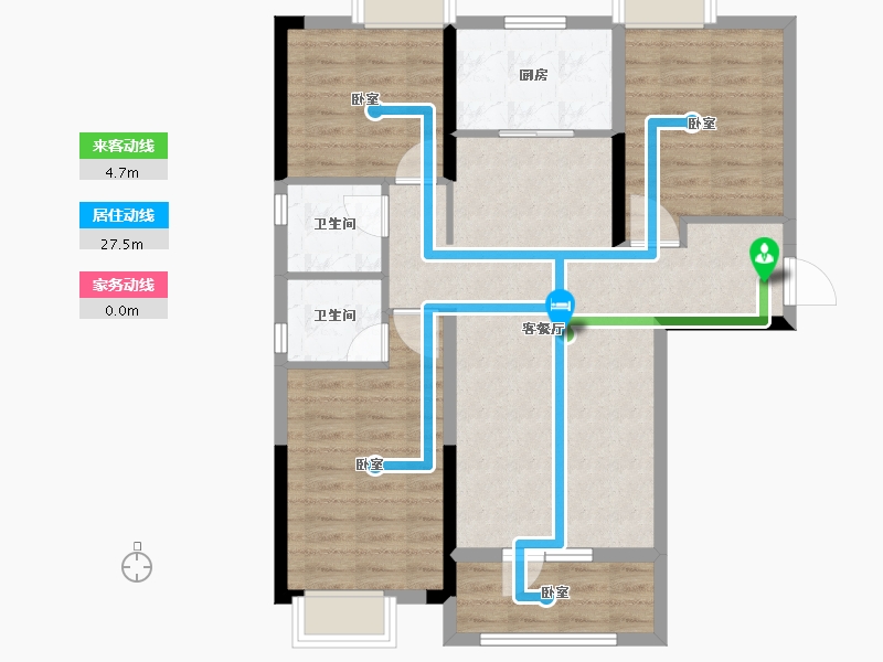 湖北省-荆州市-当代满堂悦ΜΟΜΛ-85.54-户型库-动静线