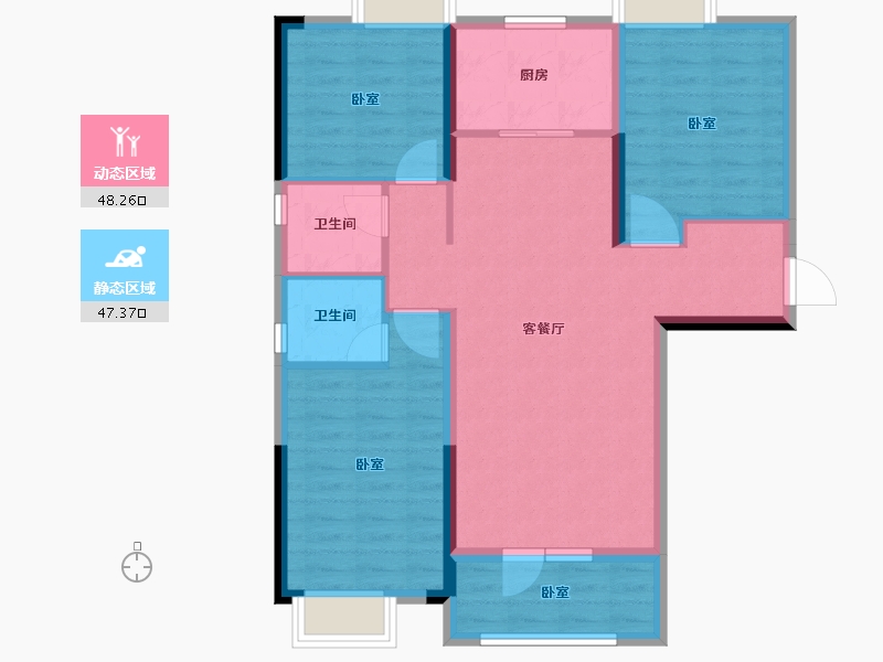 湖北省-荆州市-当代满堂悦ΜΟΜΛ-85.54-户型库-动静分区