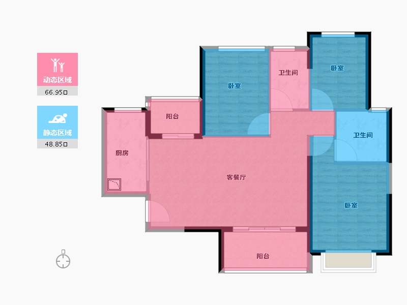 广东省-广州市-恒大金碧花园-105.01-户型库-动静分区