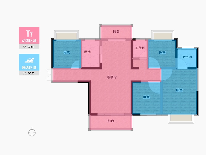 湖南省-长沙市-湘江东苑-103.67-户型库-动静分区