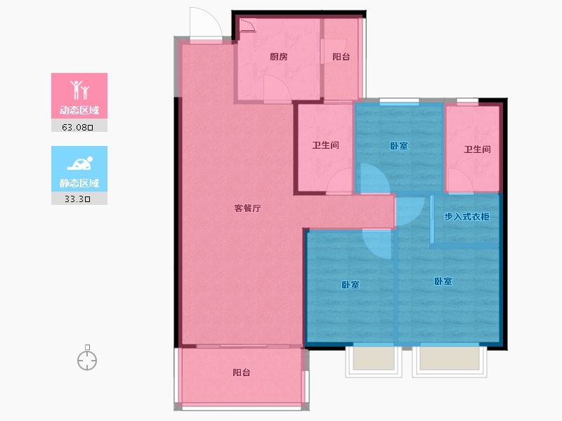 湖南省-邵阳市-邵阳恒大华府-87.41-户型库-动静分区