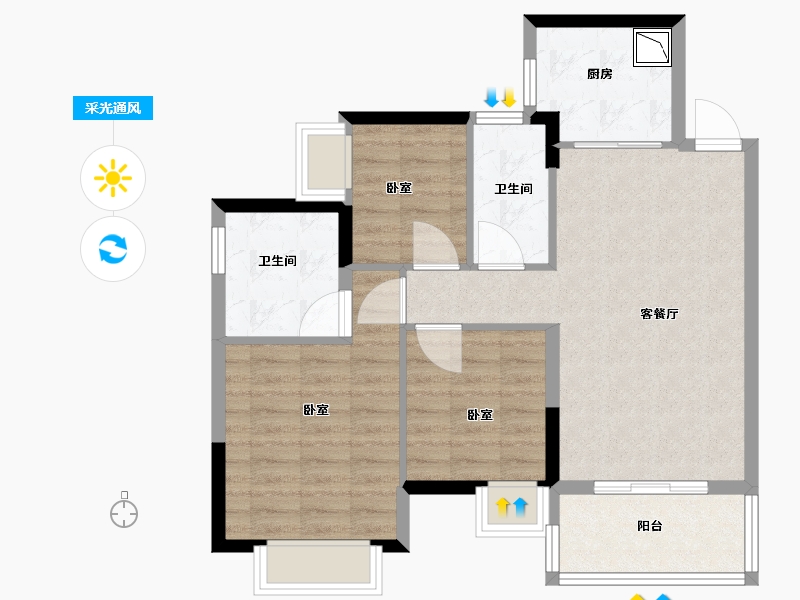 广东省-佛山市-恒大御湖郡-77.00-户型库-采光通风