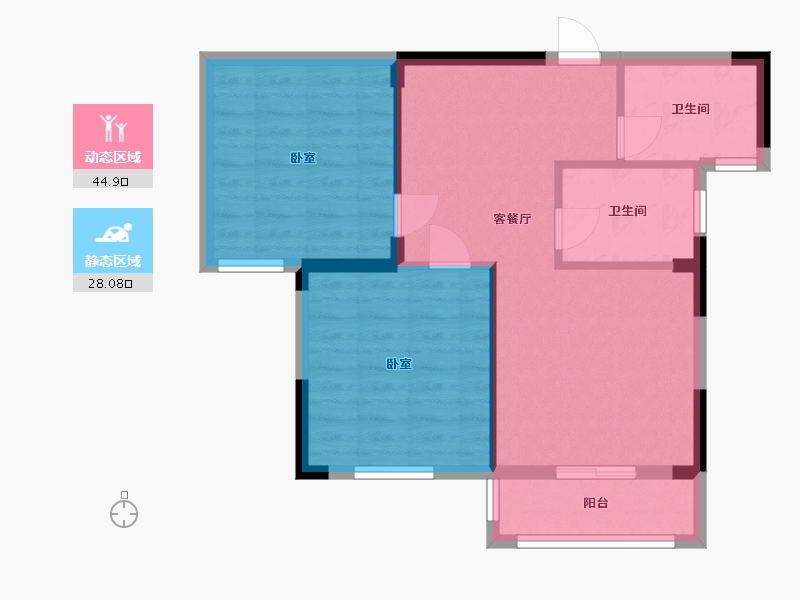 湖北省-武汉市-藏龙锦东三期-65.68-户型库-动静分区