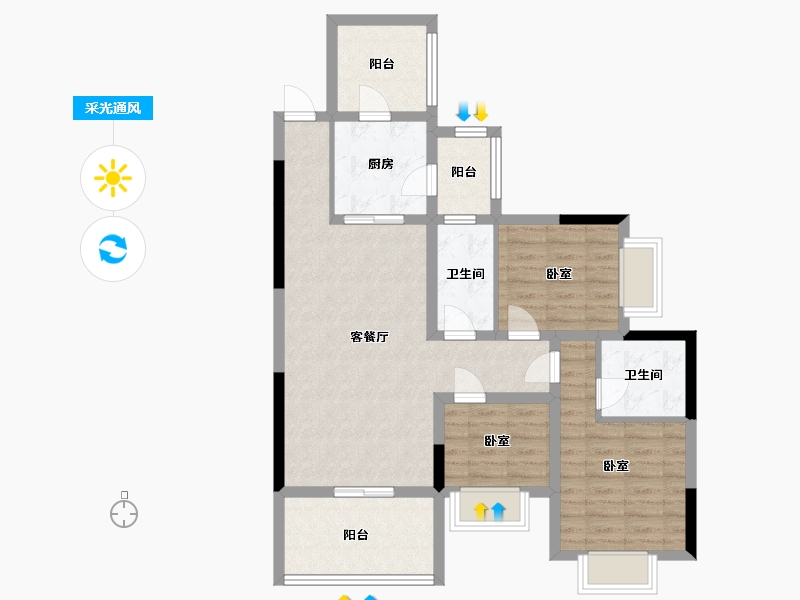 湖南省-株洲市-春藤公馆-87.12-户型库-采光通风