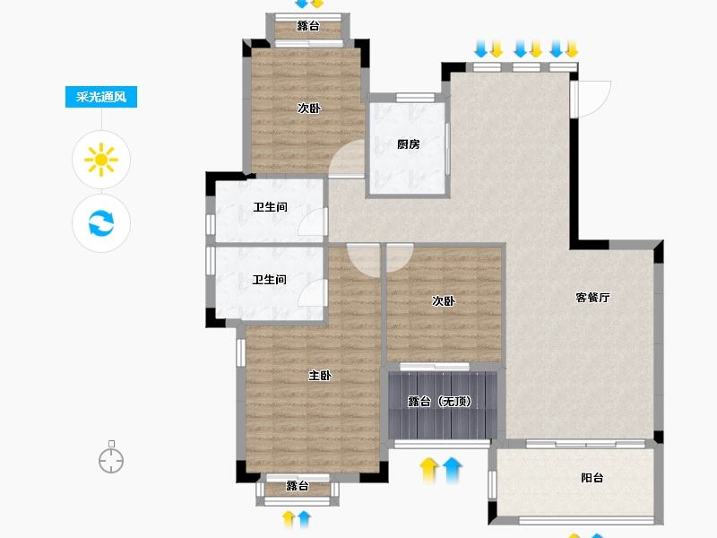 湖南省-长沙市-宁华星湖湾二期-124.95-户型库-采光通风