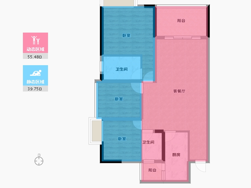 广东省-江门市-逸朗华府-84.75-户型库-动静分区