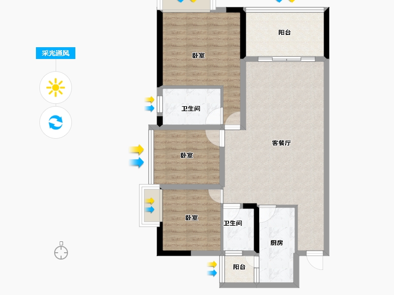 广东省-江门市-逸朗华府-84.75-户型库-采光通风