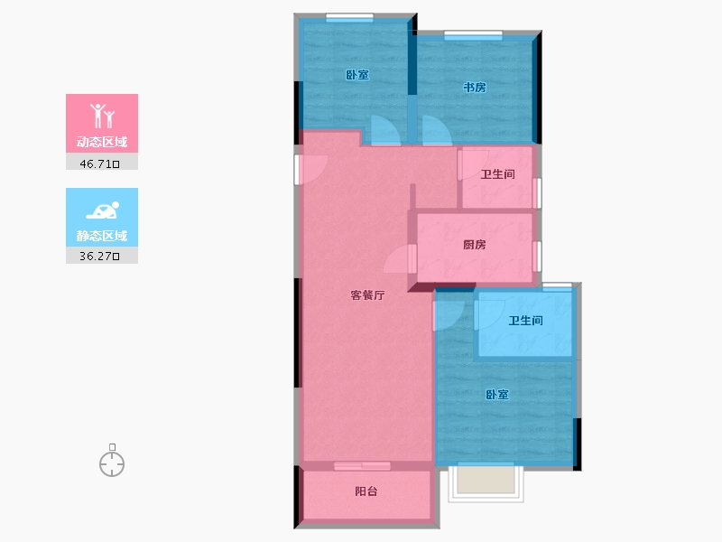 浙江省-杭州市-畅享幸福里-74.15-户型库-动静分区