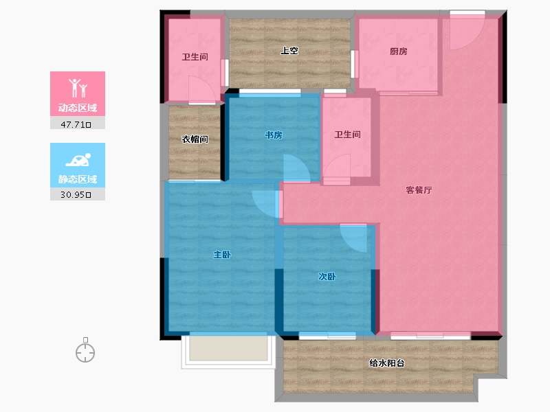 湖南省-长沙市-美的院子-90.54-户型库-动静分区