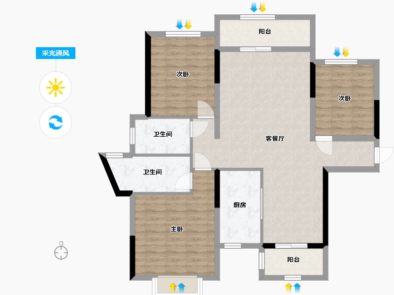 湖南省-长沙市-新月半岛-102.89-户型库-采光通风