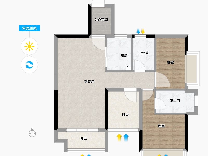 广东省-江门市-富力·南湖壹品-71.51-户型库-采光通风