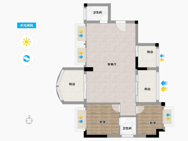 广东省-汕头市-海湾尚景-76.00-户型库-采光通风