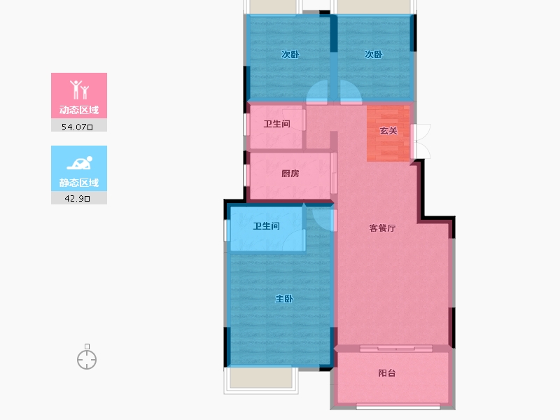 安徽省-宿州市-金皖御景兰庭-86.79-户型库-动静分区