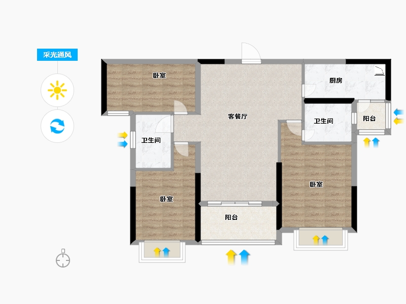 广东省-佛山市-恒大御湖郡-87.00-户型库-采光通风