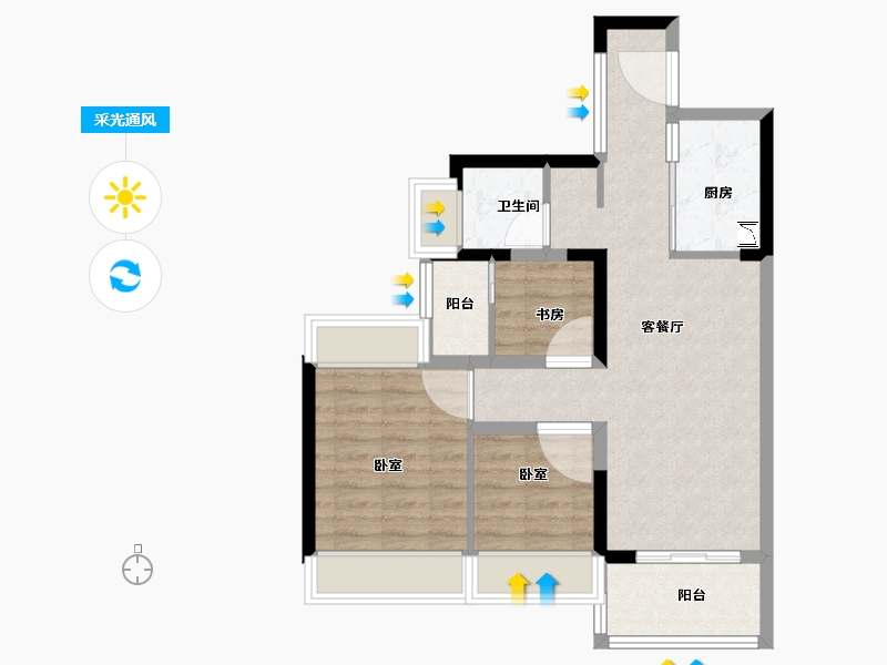 广东省-佛山市-华远·海蓝城-66.00-户型库-采光通风