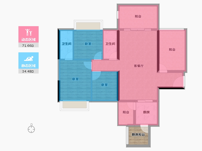 广东省-湛江市-兆兴碧瑞花园二期-98.97-户型库-动静分区