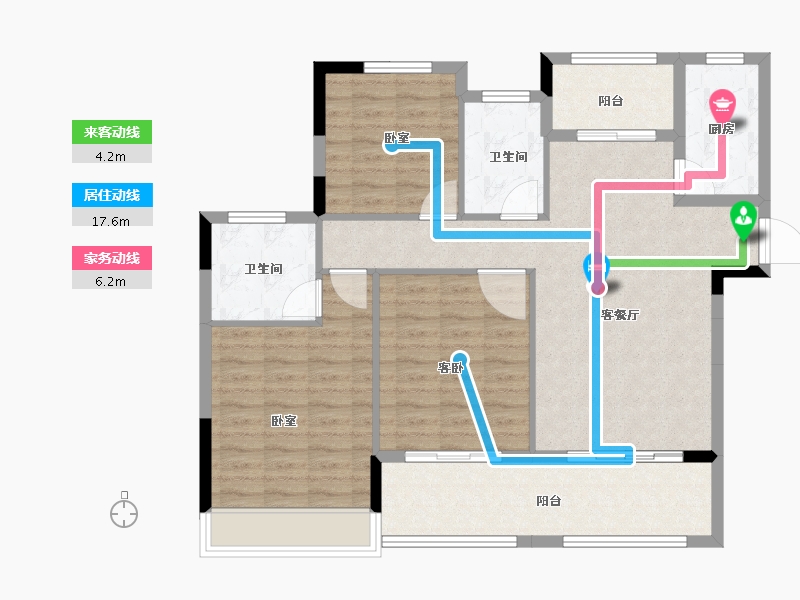 湖北省-天门市-鑫龙·中央公园-101.80-户型库-动静线