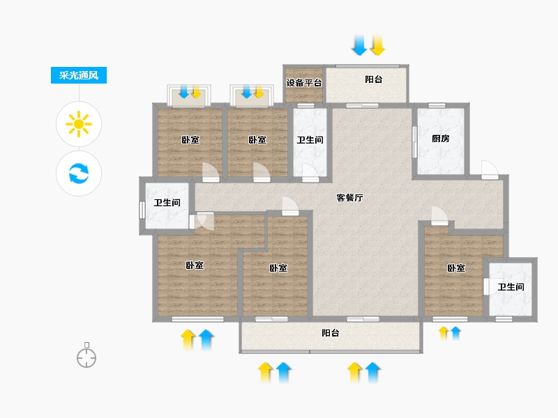 湖南省-株洲市-高科万丰上院湖韵-160.46-户型库-采光通风