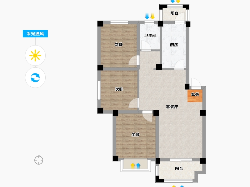 安徽省-宿州市-泗洲名城·观湖苑-77.49-户型库-采光通风