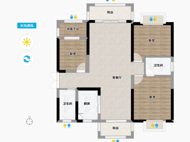 湖南省-长沙市-中交·中央公园-90.62-户型库-采光通风