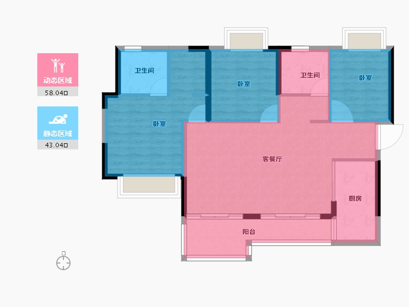 广东省-江门市-江门恒大悦珑湾-91.57-户型库-动静分区