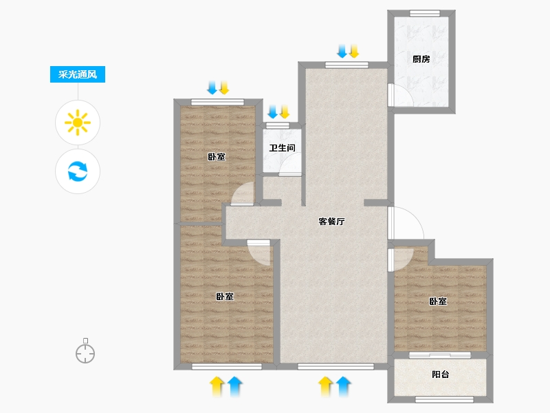 山东省-潍坊市-绿城水郡-102.00-户型库-采光通风