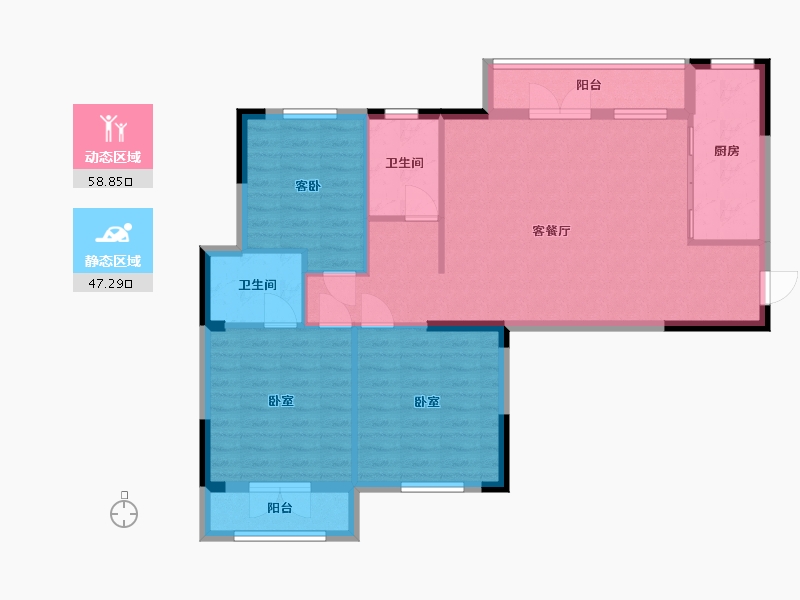 湖北省-武汉市-藏龙锦东三期-96.03-户型库-动静分区