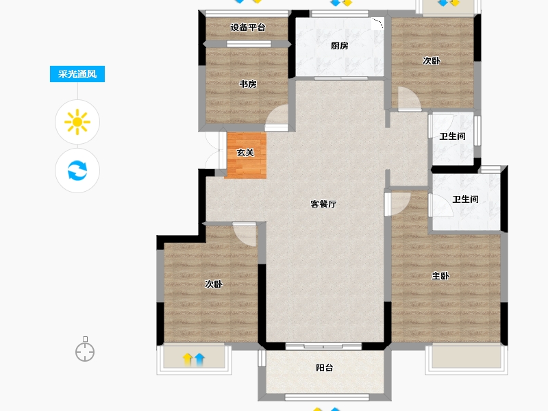 安徽省-宿州市-金皖御景兰庭-107.99-户型库-采光通风