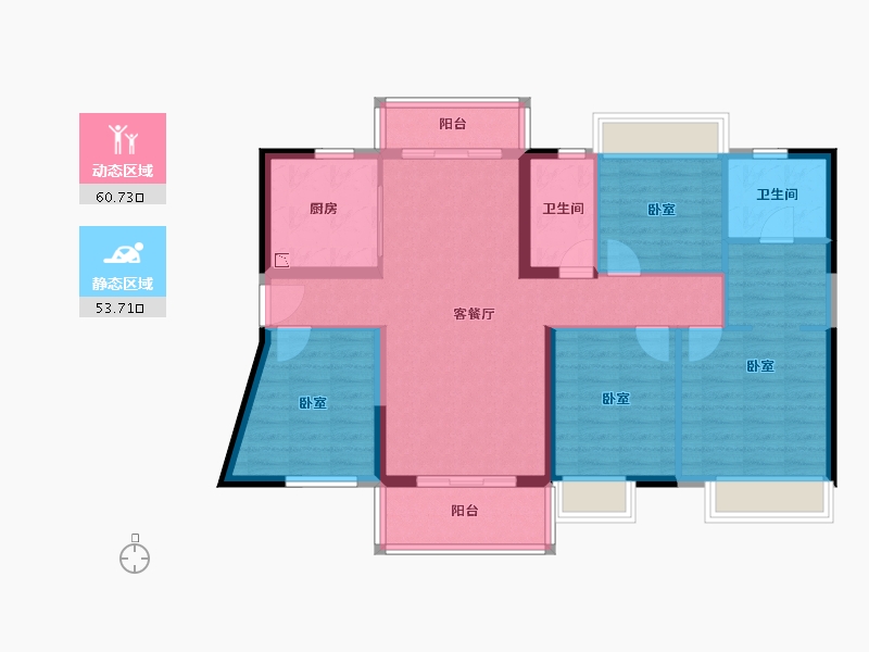 广东省-江门市-美的雅居乐公园天璟-102.64-户型库-动静分区