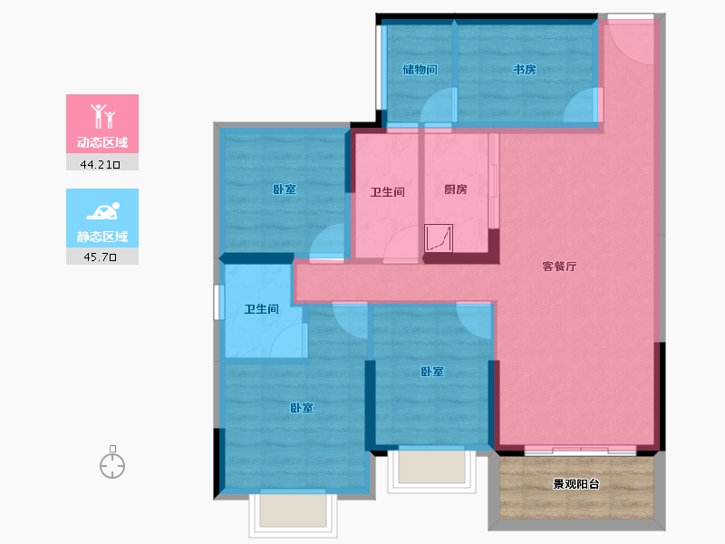 广东省-湛江市-科恒·荟景湾-84.55-户型库-动静分区