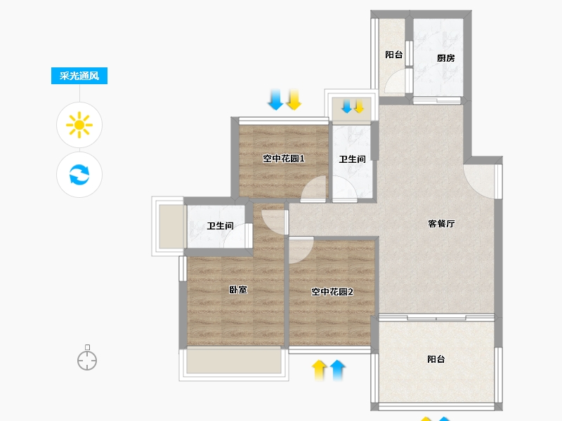 广东省-江门市-新熙花园-70.00-户型库-采光通风