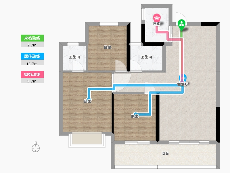 湖北省-黄石市-金茂·观澜府-88.63-户型库-动静线