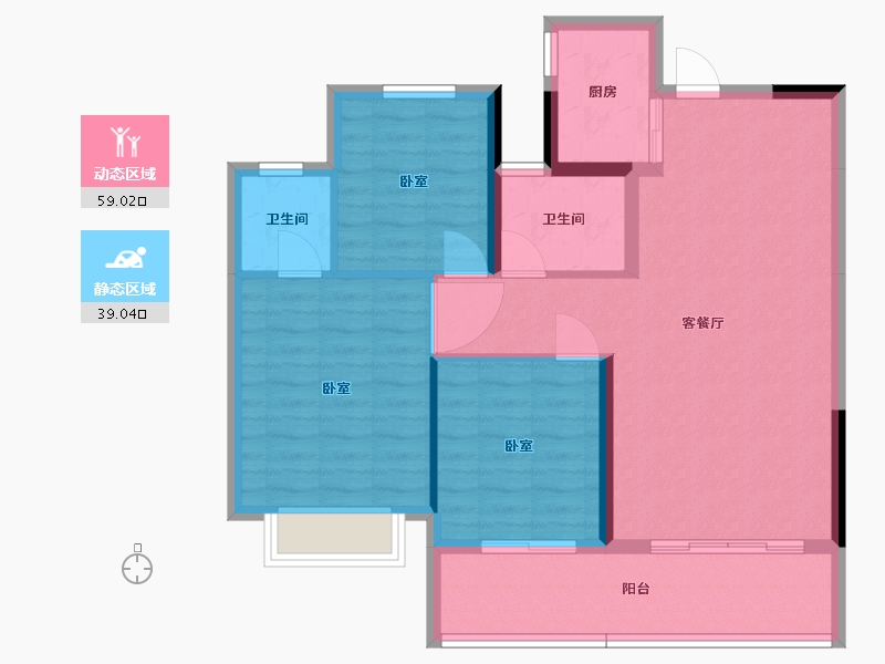 湖北省-黄石市-金茂·观澜府-88.63-户型库-动静分区