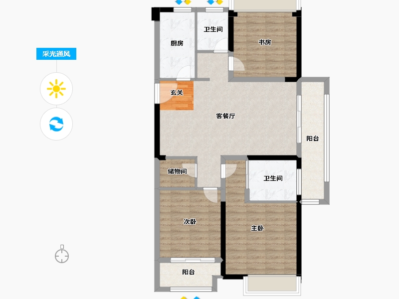 安徽省-宿州市-金皖御景兰庭-97.50-户型库-采光通风