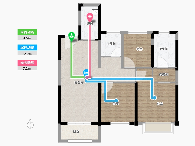 浙江省-绍兴市-东渡玺悦-88.00-户型库-动静线