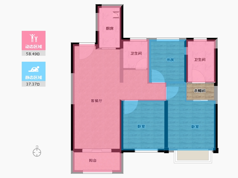 浙江省-绍兴市-东渡玺悦-88.00-户型库-动静分区