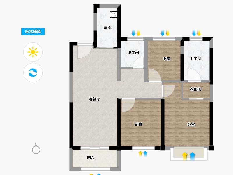 浙江省-绍兴市-东渡玺悦-88.00-户型库-采光通风