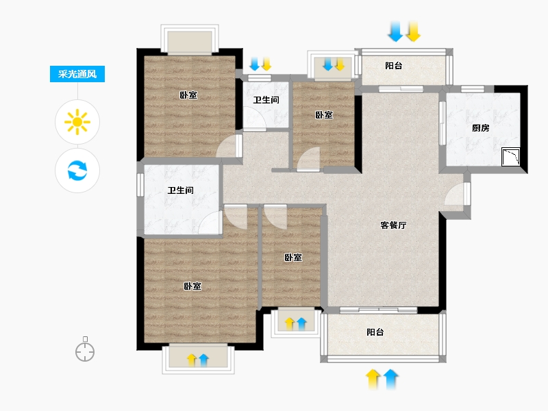 广东省-佛山市-恒大御湖郡-100.00-户型库-采光通风