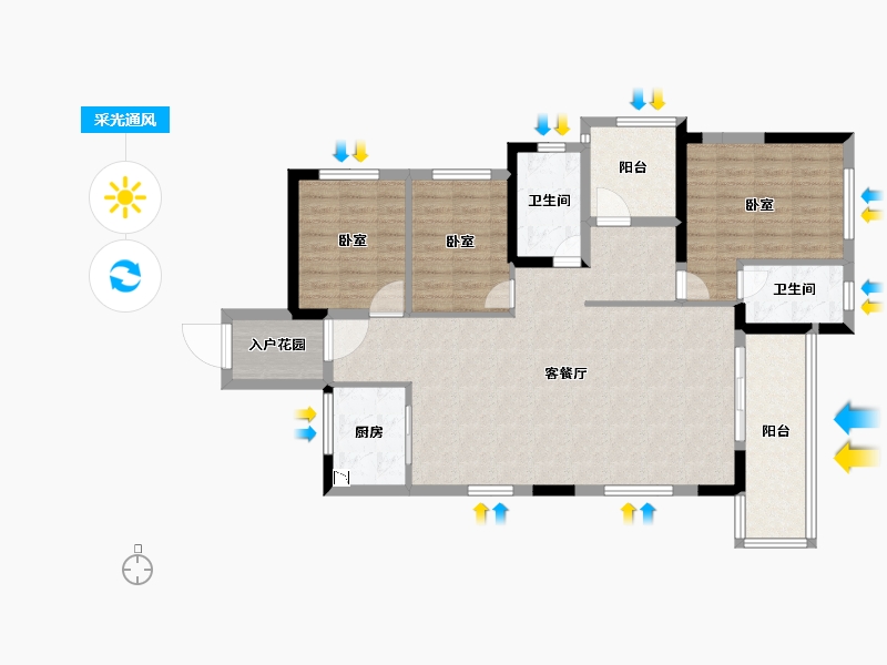 广东省-江门市-富力·南湖壹品-109.00-户型库-采光通风