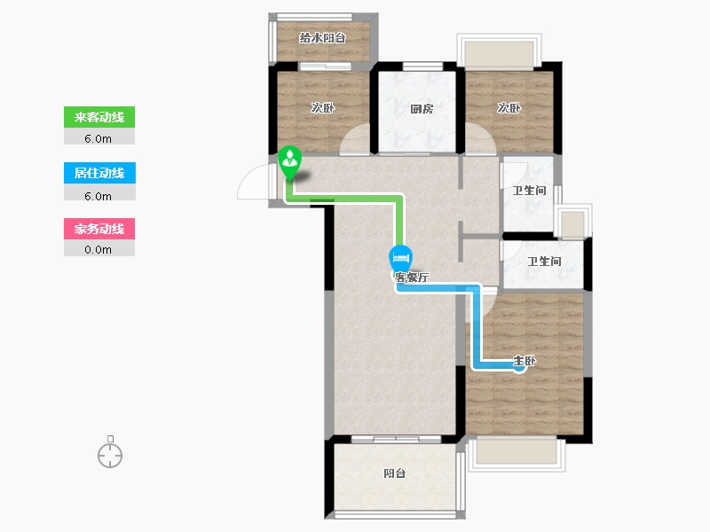 湖南省-长沙市-美的院子-88.35-户型库-动静线