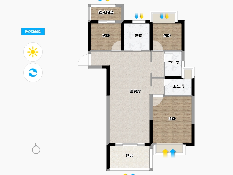 湖南省-长沙市-美的院子-88.35-户型库-采光通风